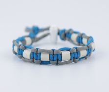 Schmuckkette mit EM Keramik Pipes - Zweifarbig Blau/Grau 33-34 cm