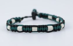 Schmuckkette mit EM Keramik Pipes - Zweifarbig Dunkelgr�n/Schwarz 40-42 cm