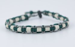 Schmuckkette mit EM Keramik Pipes - Zweifarbig Dunkelgr�n/Grau 49-51 cm