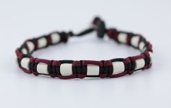 Schmuckkette mit EM Keramik Pipes - Zweifarbig Burgundy/Schwarz 45-47 cm