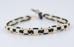 Schmuckkette mit EM Keramik Pipes - Zweifarbig Beige/Schwarz 55-57 cm