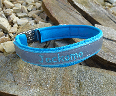 4 cm breit - Classic reflektierendes Halsband bestickt